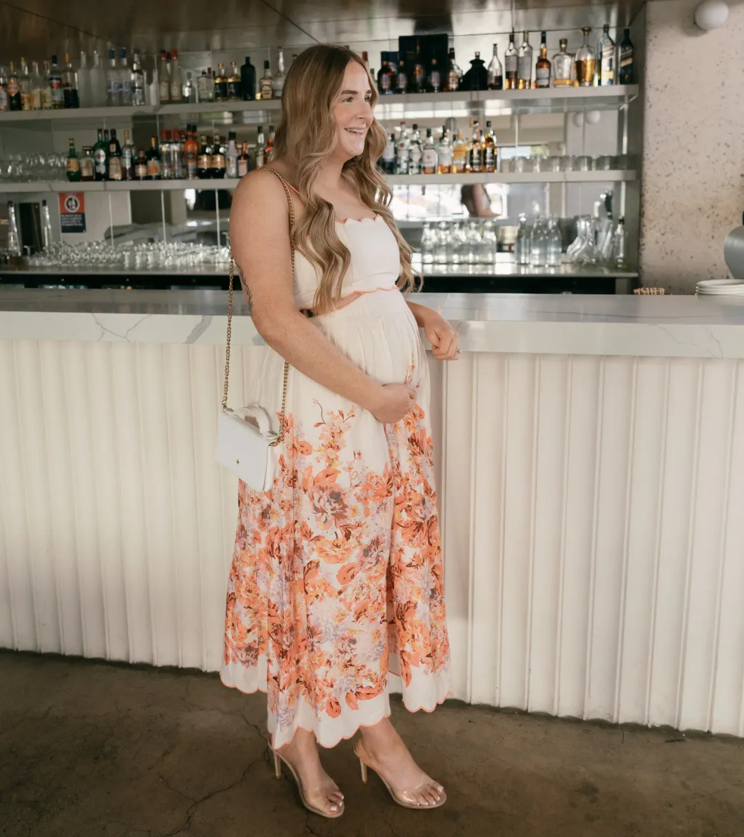 Zimmermann Devi Scallop Midi Dress in Cream Floral Size 3 / AU 10-12 for rent on The Volte - main image