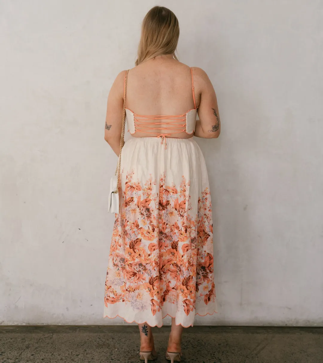 Zimmermann Devi Scallop Midi Dress in Cream Floral Size 3 / AU 10-12 for rent on The Volte - main image