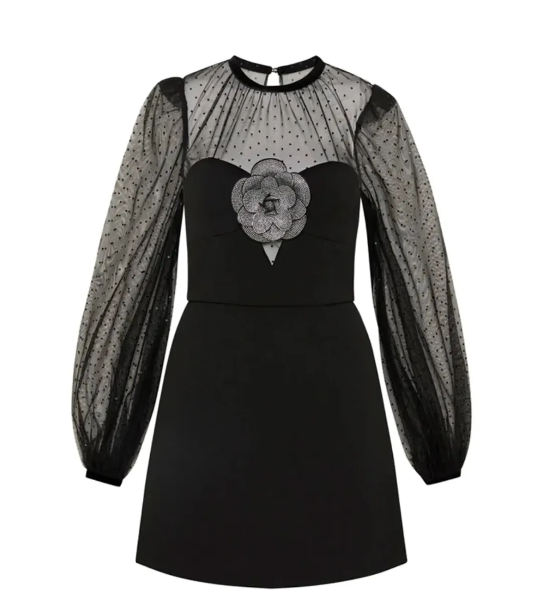 Rebecca Vallance Yvonne Flower Dress Black Size 10 for rent on The Volte - main image