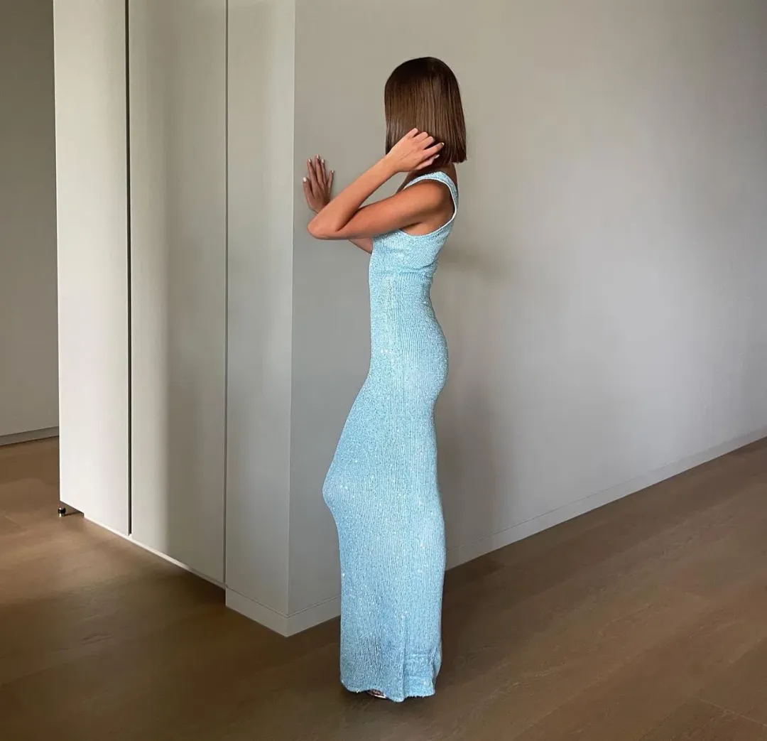 Asta Resort Ana Maxi Dress Blue Sequin Size XS/ AU 6 for rent on The Volte - main image