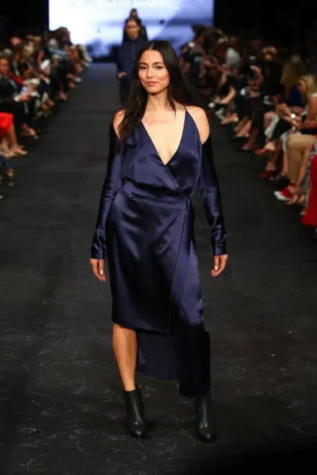 Dion Lee Silk Contour Tie Dress Navy Size 6 for rent on The Volte - main image