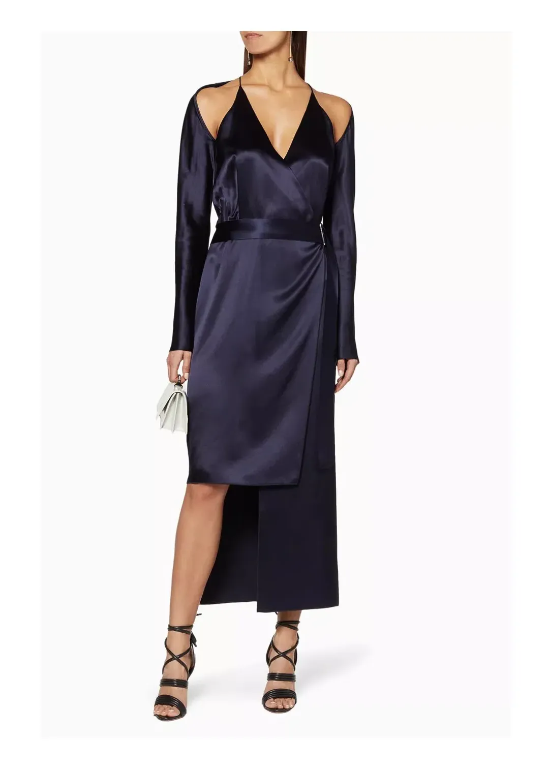 Dion Lee Silk Contour Tie Dress Navy Size 6 for rent on The Volte - main image