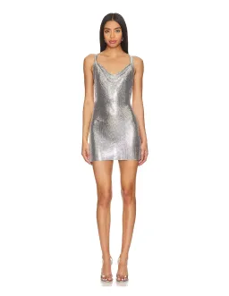Michael Lo Sordo Cross Drape Chainmail Mini Dress Silver Size 10 for rent on The Volte - image 1