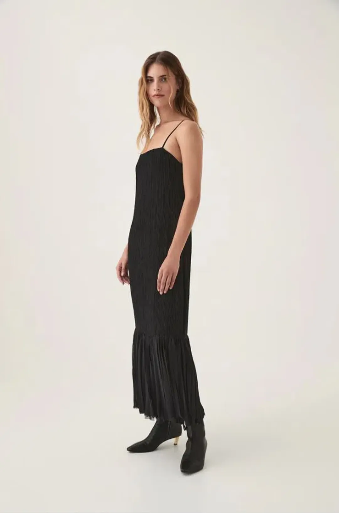 Aje Arris Fringed Maxi Dress Black Size 8  for rent on The Volte - main image