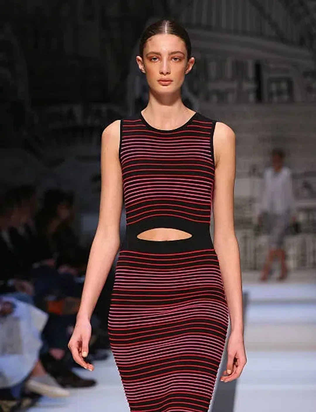 Dion Lee Striped Knit Cut Out Midi Dress Multi Size 10 for rent on The Volte - main image