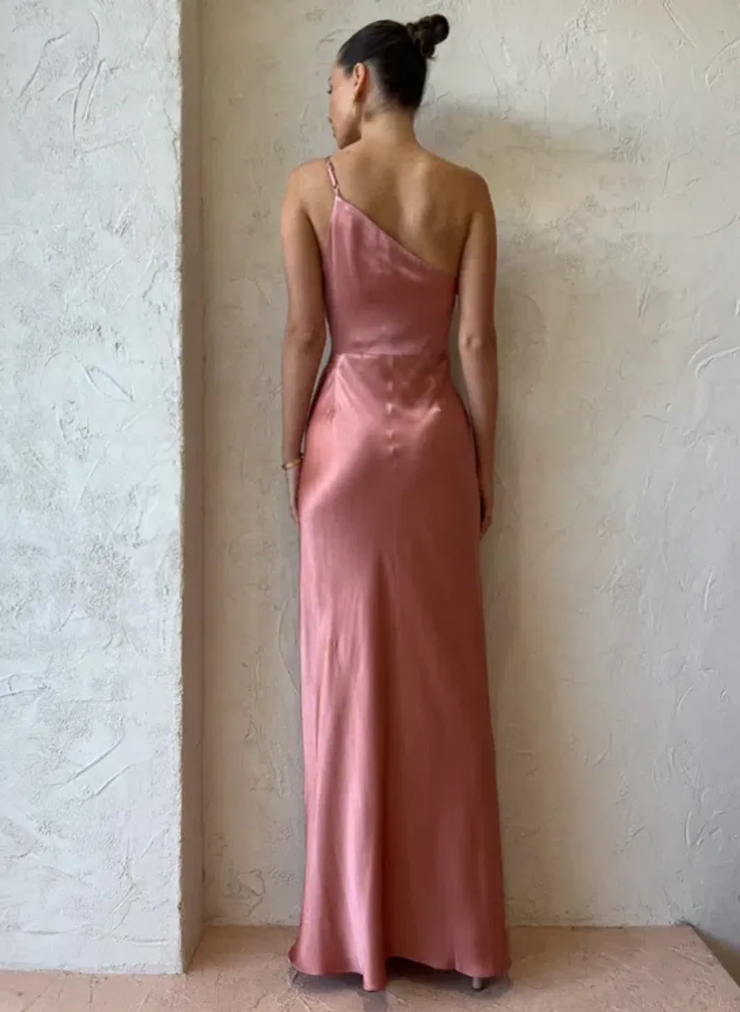 Shona Joy Asymmetrical Gathered Maxi Dress Antique Rose Size 6 for rent on The Volte - main image