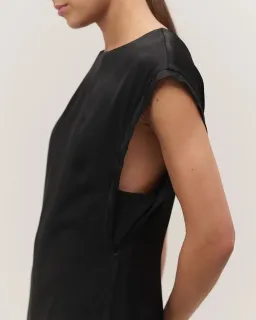 Minima Esenciales Lillian Linear Satin Maxi Dress Black Size 10 for rent on The Volte - image 3