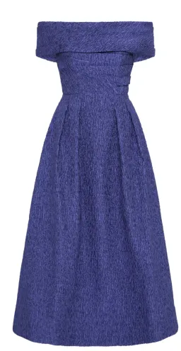 Rebecca Vallance Helene Off Shoulder Midi Dress Blue Size 12 for rent on The Volte - image 4