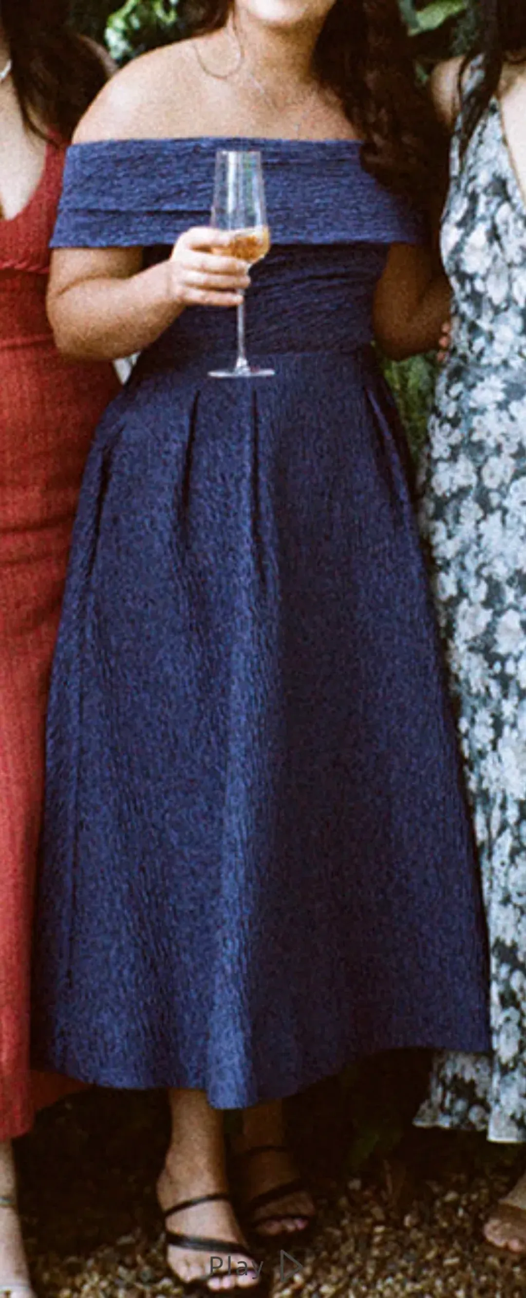 Rebecca Vallance Helene Off Shoulder Midi Dress Blue Size 12 for rent on The Volte - main image