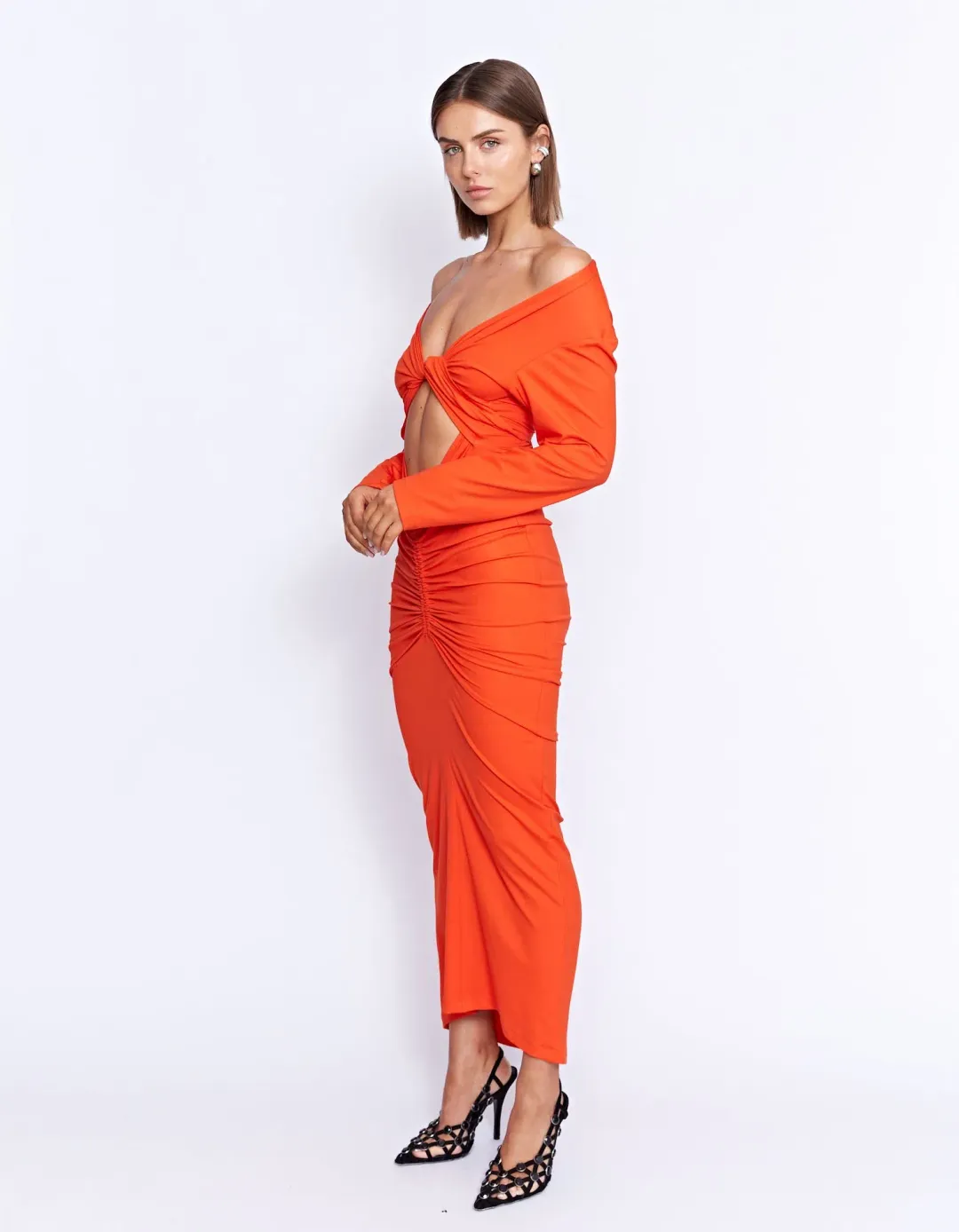 Pfeiffer Fontaine Midi Dress Crimson Orange Size M / AU 10 for rent on The Volte - main image
