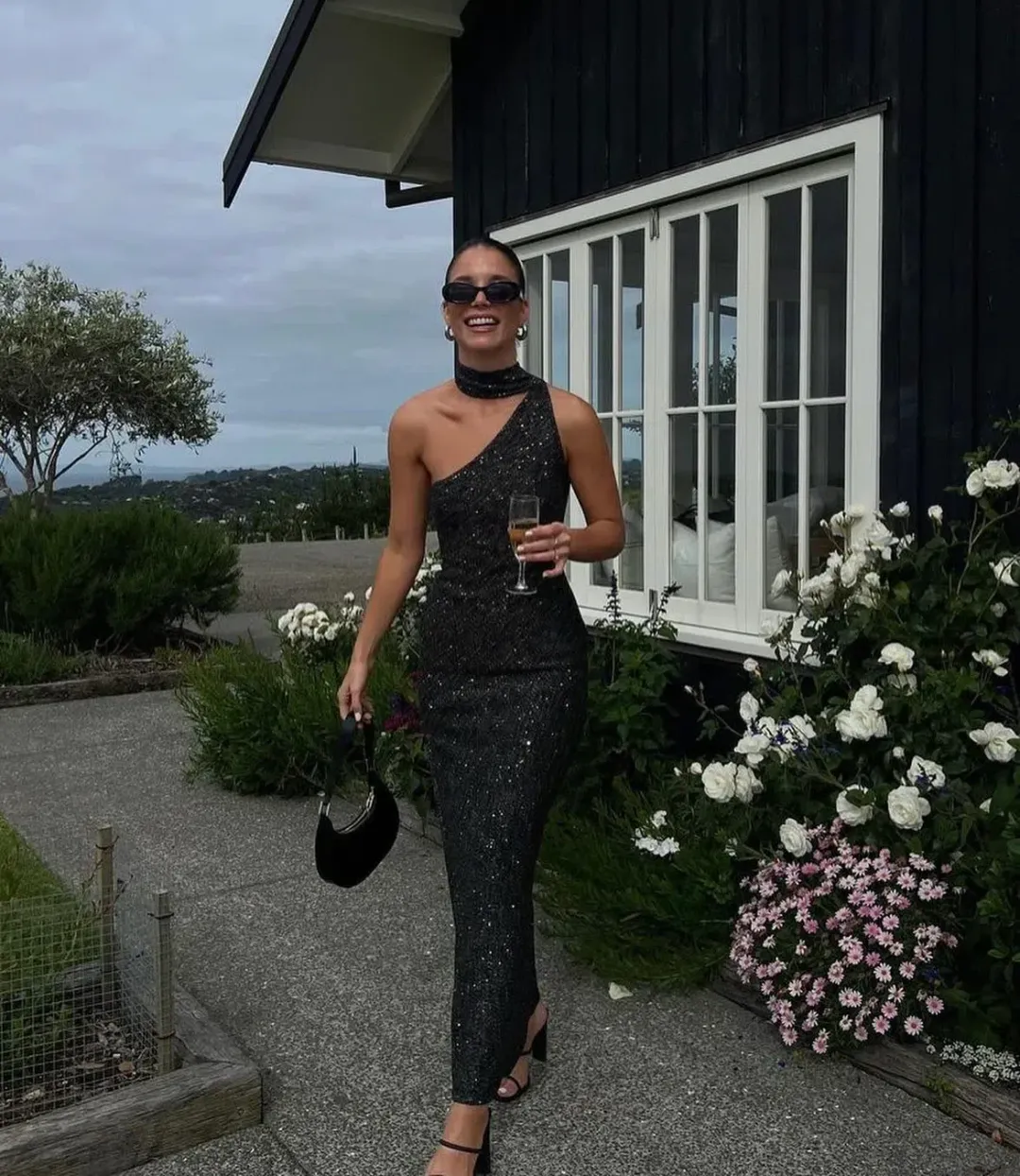 Asta Resort Jennifer Dress Charcoal Sequin Size S / AU 8 for rent on The Volte - main image