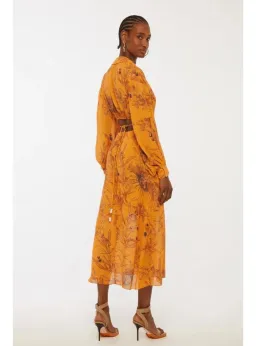 Animale Drawstring Midi  Dress Orange Size AU 10 for rent on The Volte - image 3