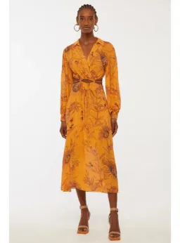 Animale Drawstring Midi  Dress Orange Size AU 10 for rent on The Volte - image 1