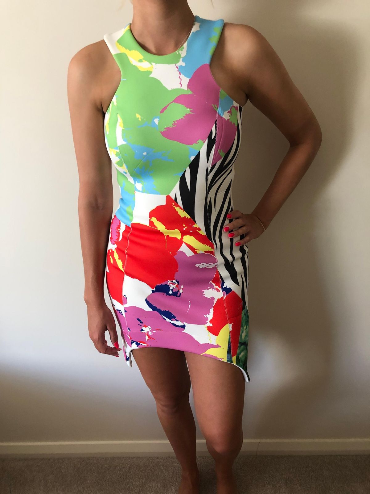 Shakuhachi Printed Neoprene Mini Dress for rent on The Volte - main image