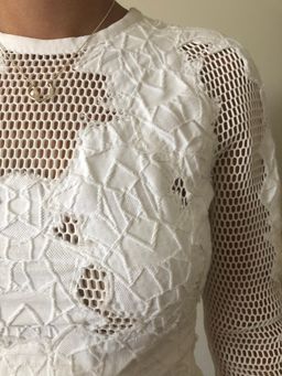 Jonathan Simkhai Burnout Brocade Long Sleeve Dress White Size 8 for rent on The Volte - image 6