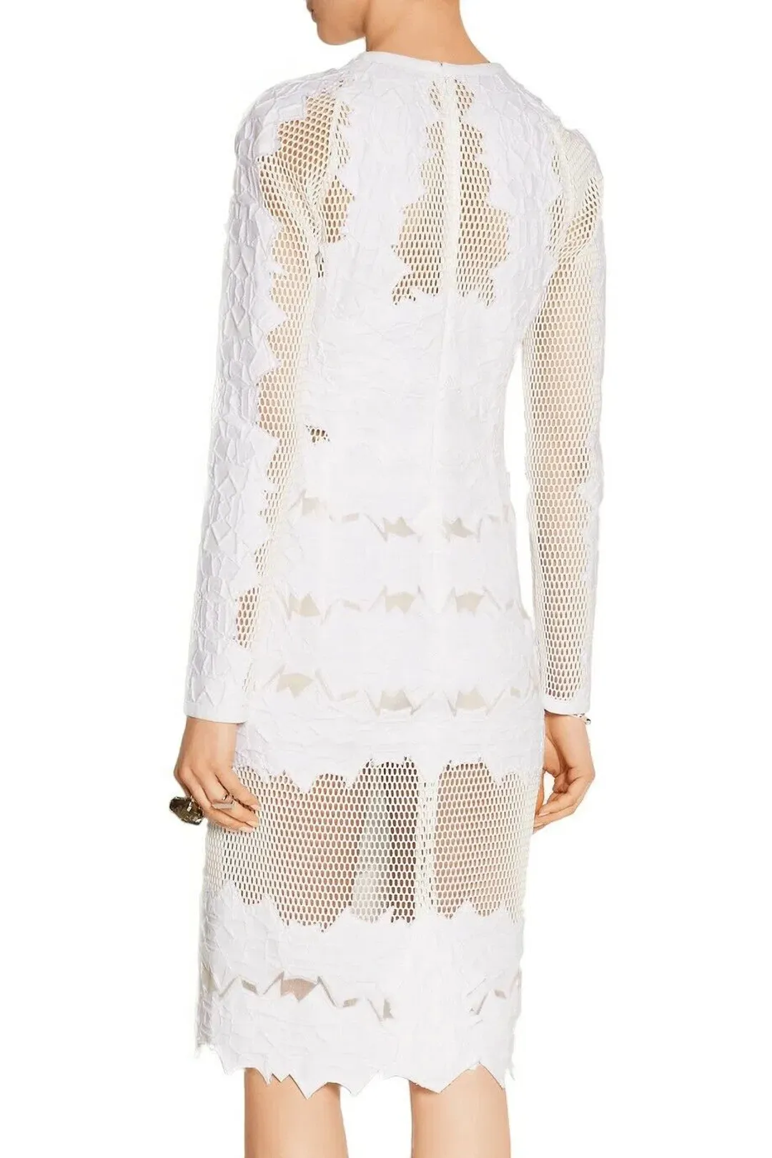 Jonathan Simkhai Burnout Brocade Long Sleeve Dress White Size 8 for rent on The Volte - main image