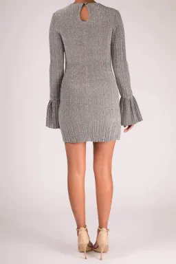 By Johnny Sparkle Pleat Frill Mini Dress Gray Size 6 for rent on The Volte - image 2