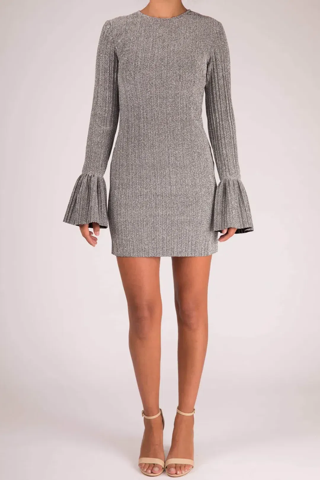 By Johnny Sparkle Pleat Frill Mini Dress Gray Size 6 for rent on The Volte - main image