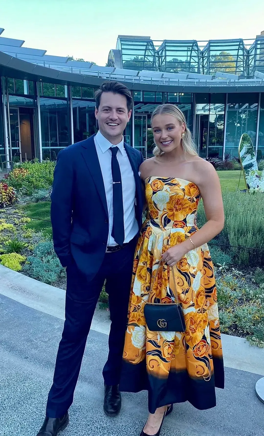 Leo Lin Lynn Bustier Midi Dress Adorn Print in Royal Size AU 10 for rent on The Volte - main image