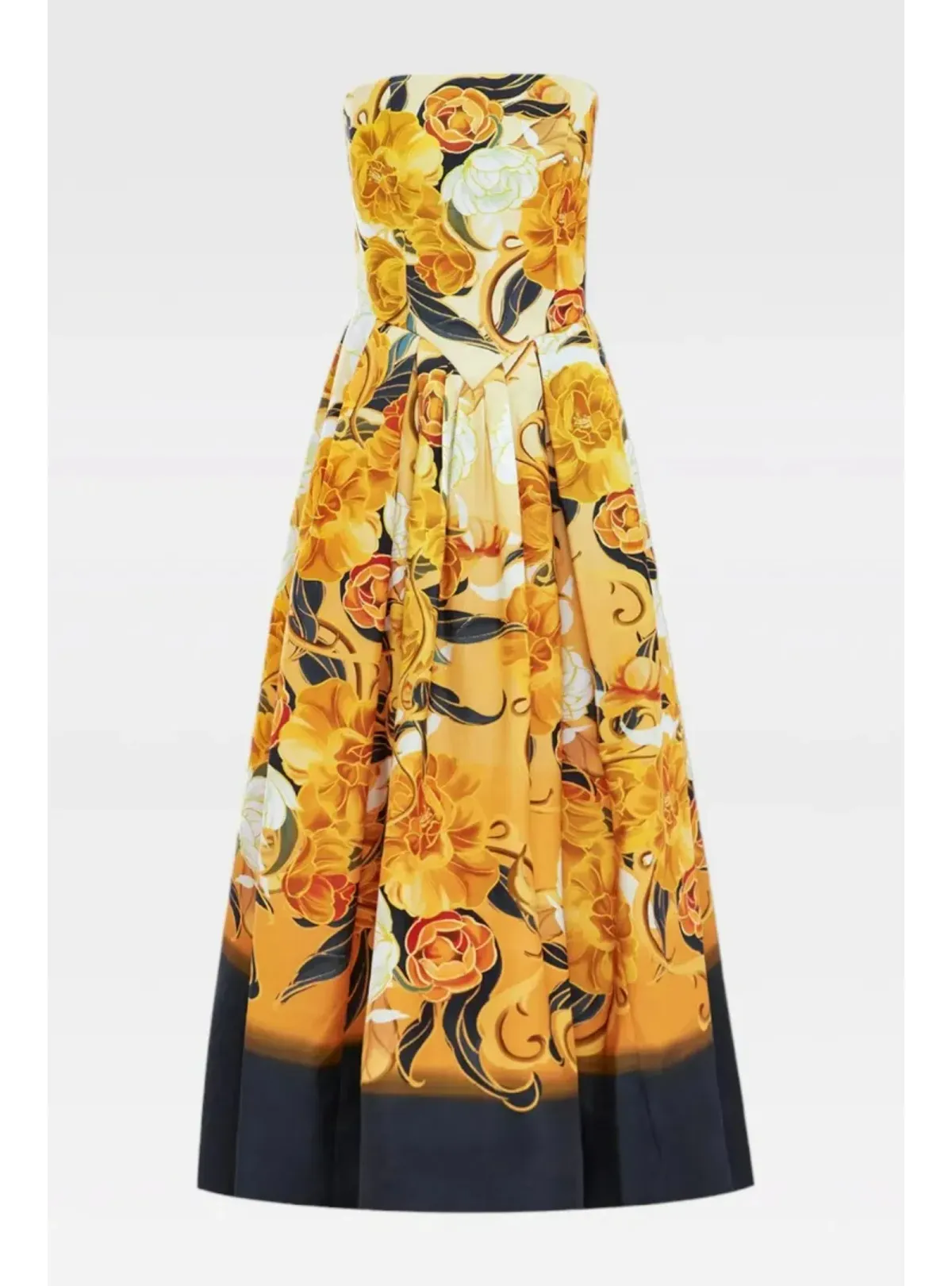 Leo Lin Lynn Bustier Midi Dress Adorn Print in Royal Size AU 10 for rent on The Volte - main image