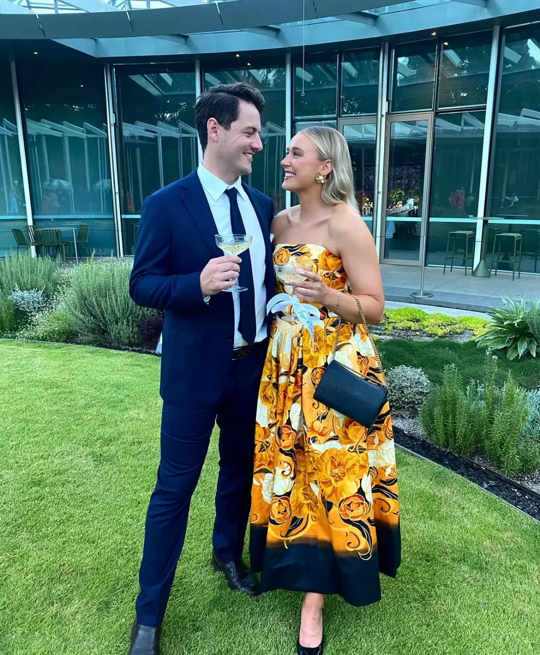 Leo Lin Lynn Bustier Midi Dress Adorn Print in Royal Size AU 10 for rent on The Volte - main image