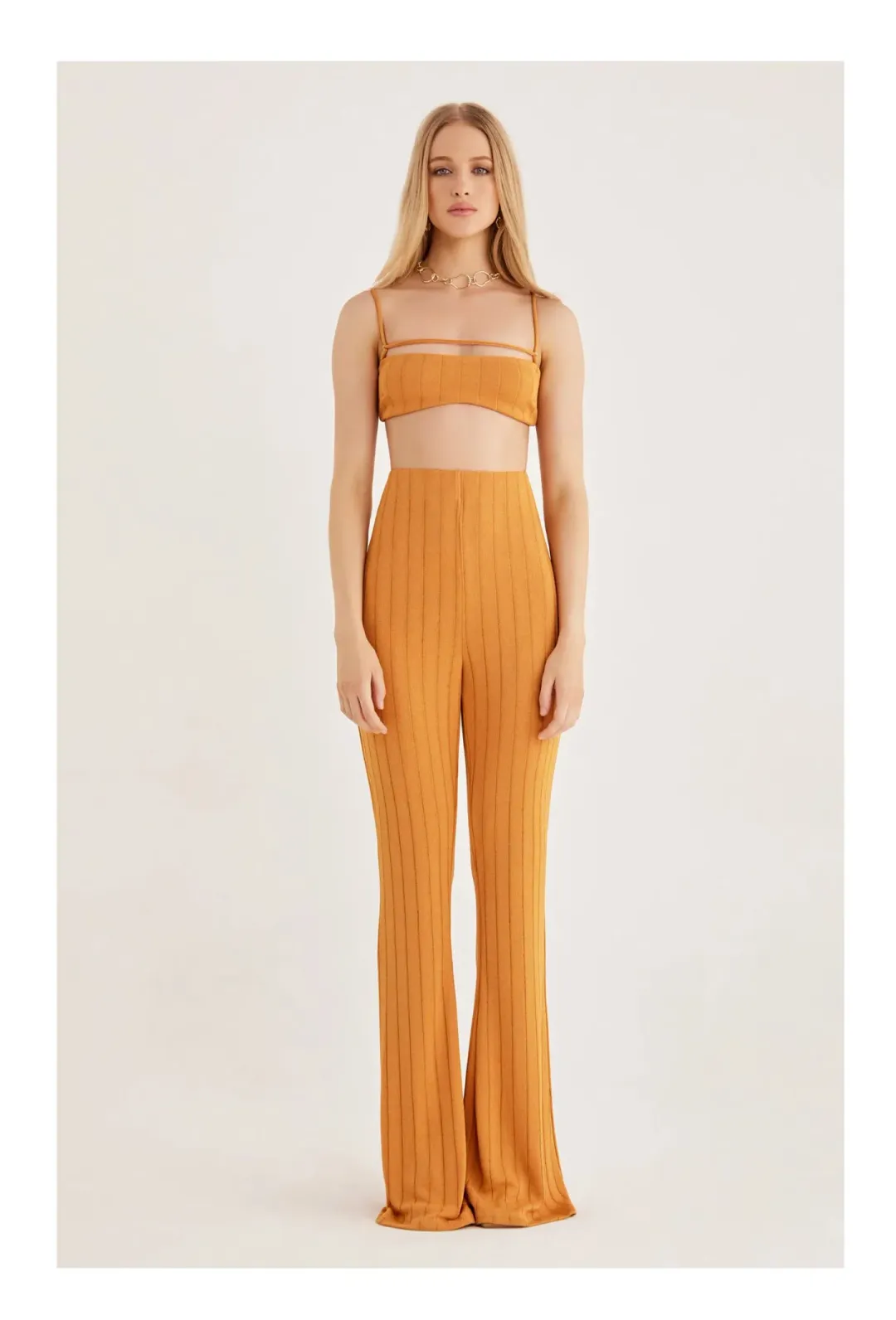 Rumer Matilda Crop & Pants Set Orange Size 8 for rent on The Volte - main image
