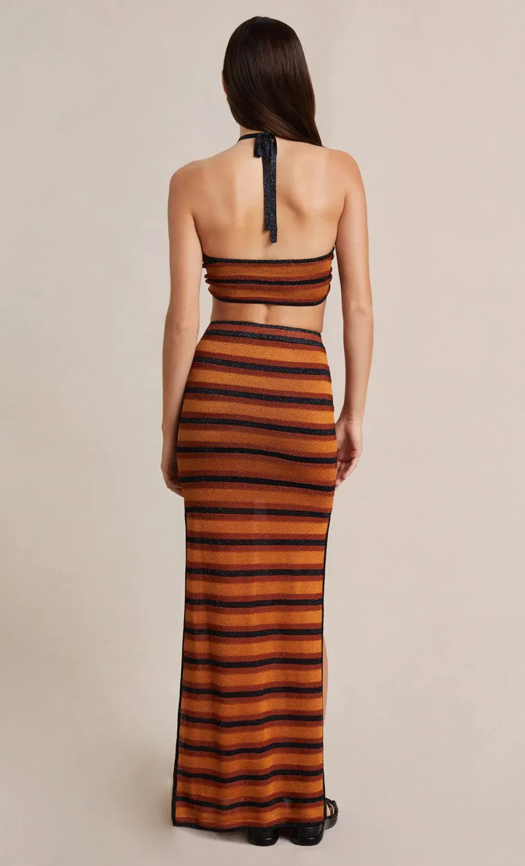 Bec & Bridge Ziggy Knit Maxi Skirt Lurex Stripe Size 8 for rent on The Volte - main image