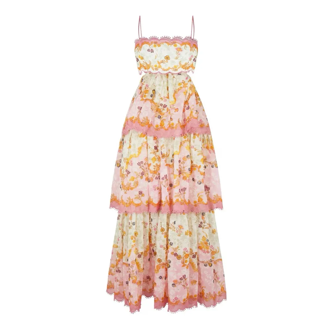 Zimmermann Laurel Frill Midi Dress Floral Size 2 / AU 8-10 for rent on The Volte - main image