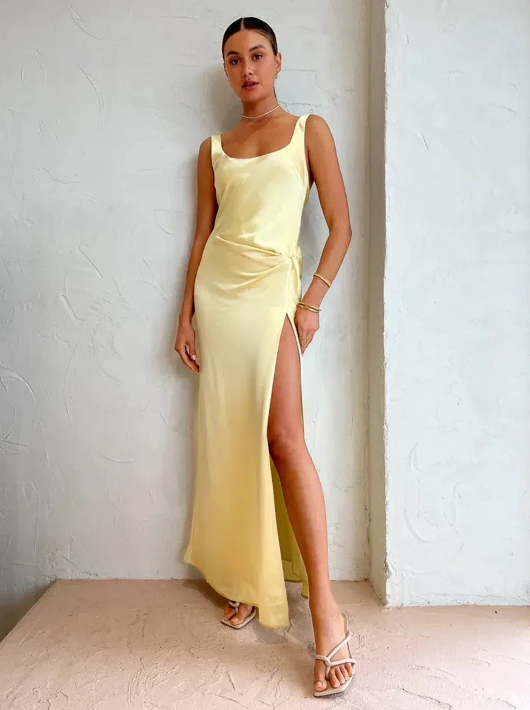Anna Quan Etta Dress Champagne Lemon Size 8 for rent on The Volte - main image