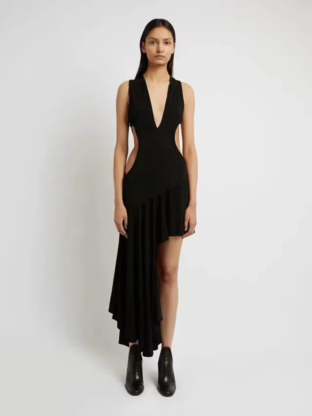 Christopher Esber Asymmetric Hem Dress Black Size 10 for rent on The Volte - main image