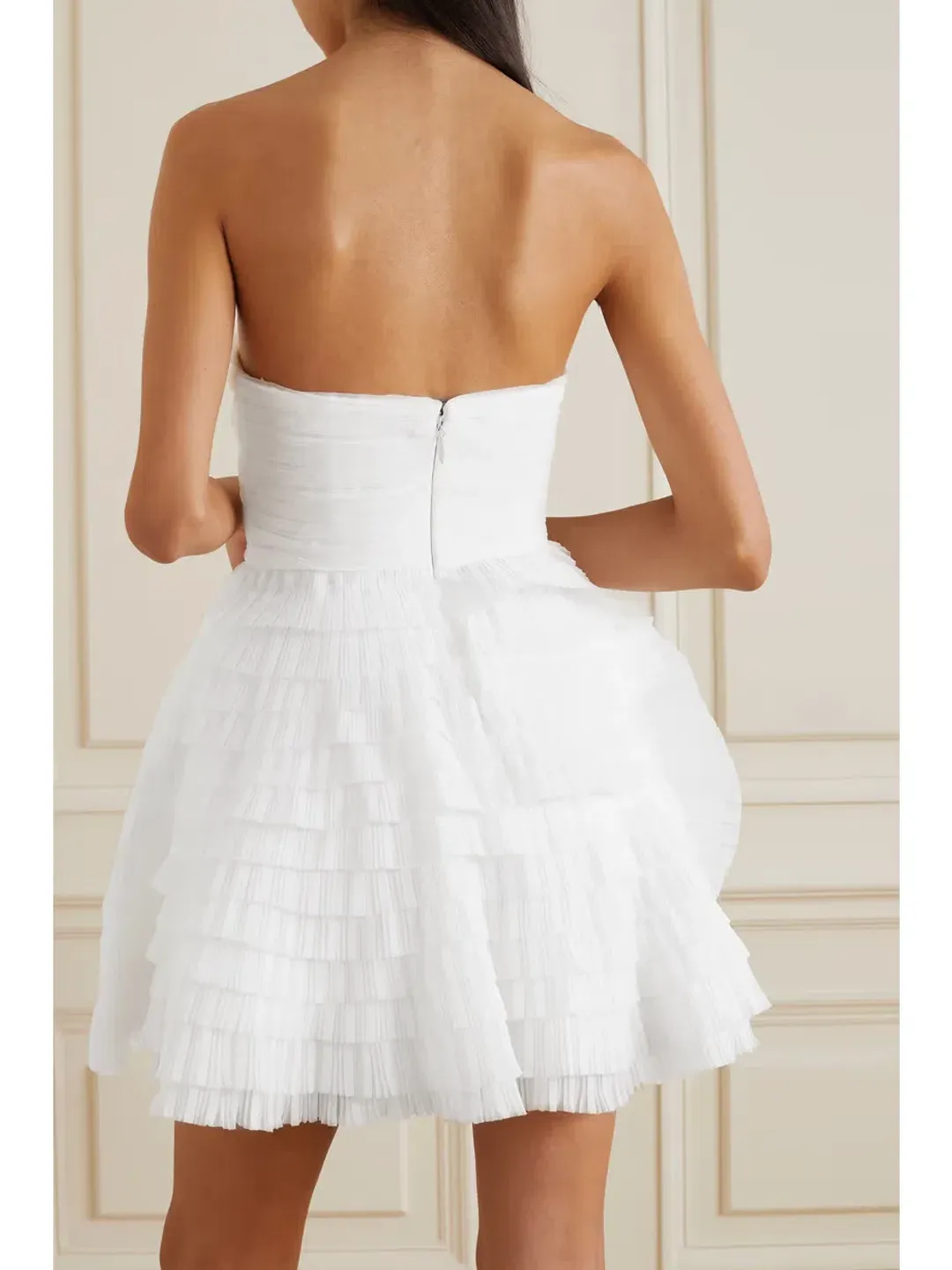 Aje Expressive Pleated Mini Dress Ivory Size 8 for rent on The Volte - main image