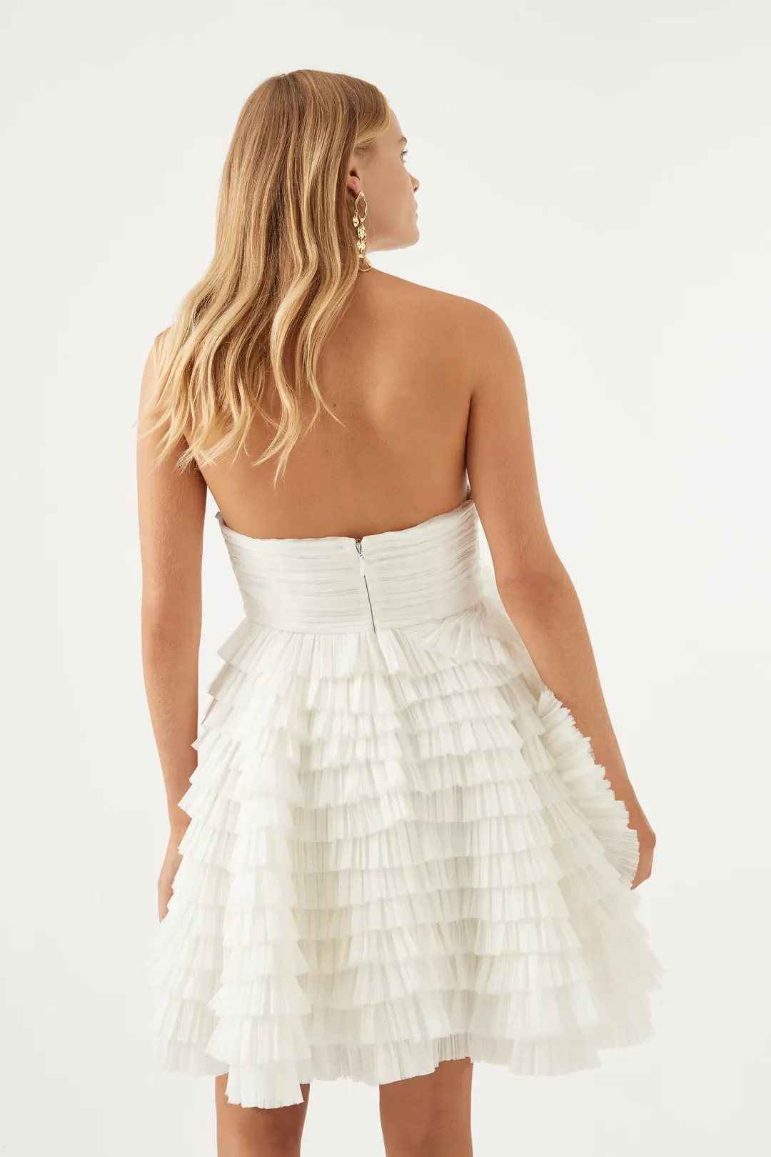 Aje Expressive Pleated Mini Dress Ivory Size 8 for rent on The Volte - main image