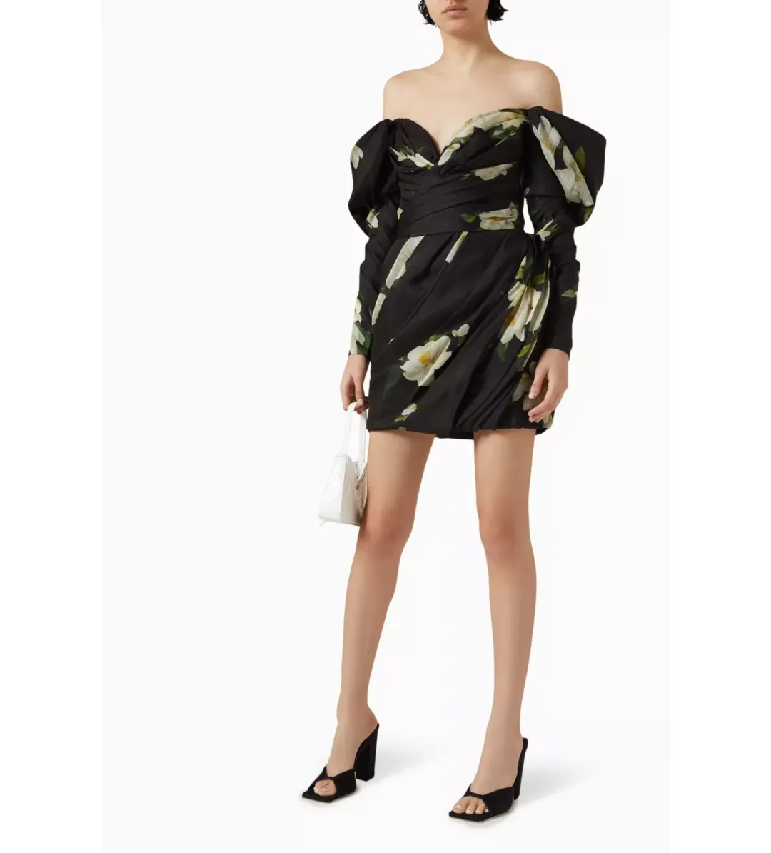 Zimmermann The Harmony Drape Mini Dress in Black Magnolia Size 1 / AU 10  for rent on The Volte - main image