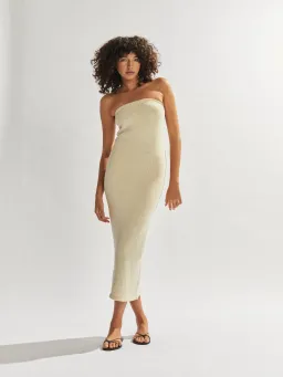 One Mile the Label Cora Strapless Maxi Dress Custard Size 8 for rent on The Volte - image 1