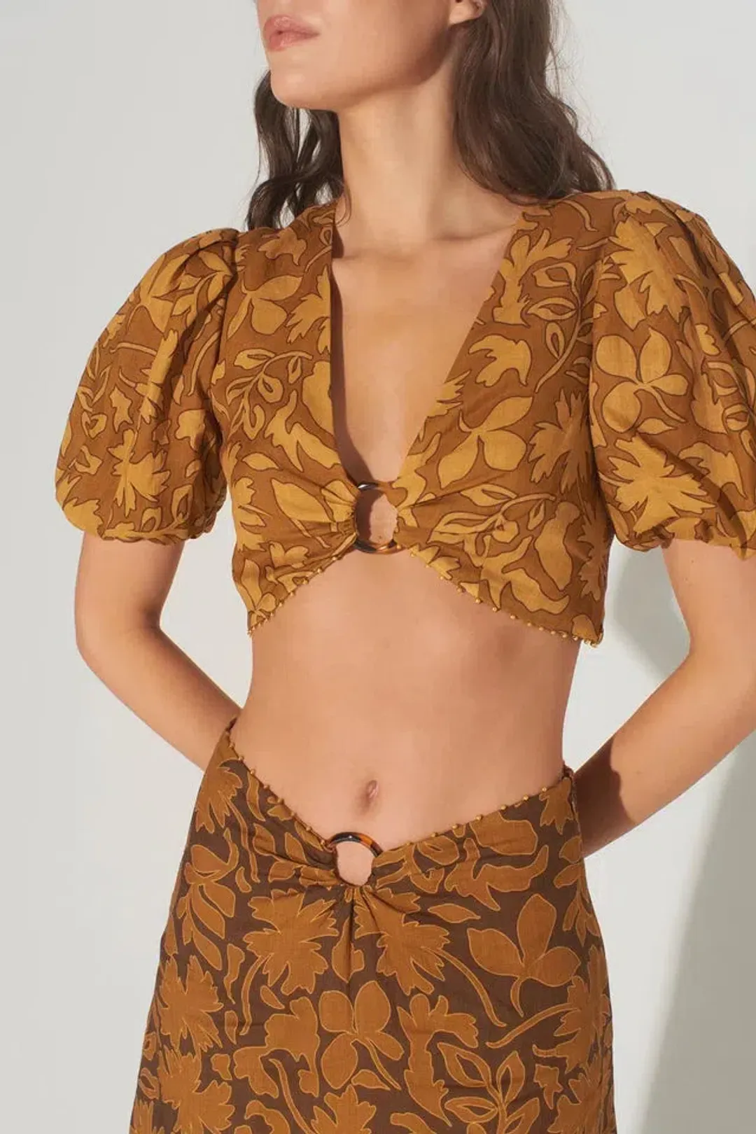  Hansel And Gretel Greer Top And Freya Skirt Set In Gold Leaf Size Xs / Au 6 for rent on The Volte - main image