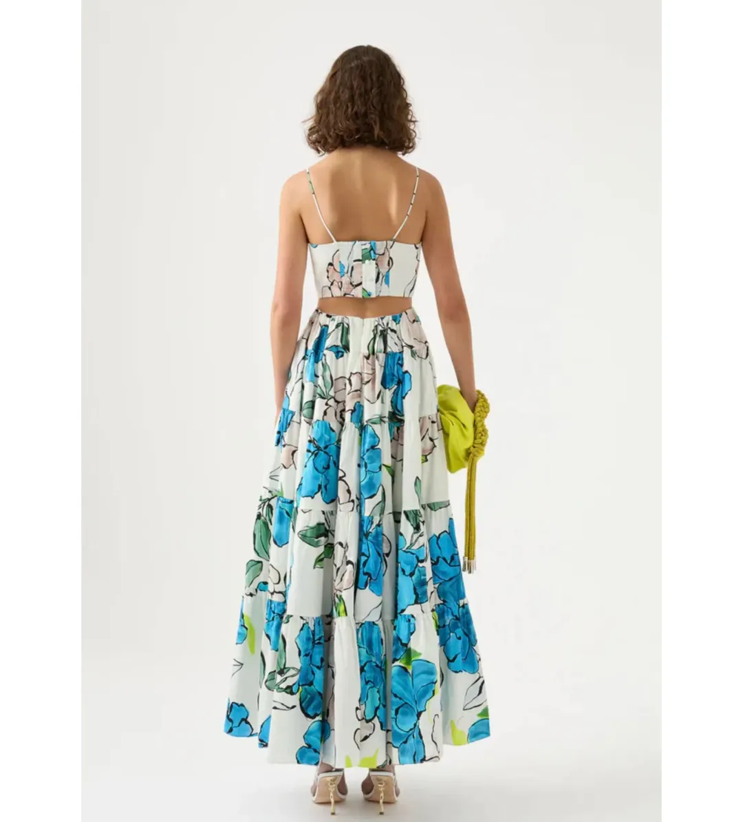 Aje Tiered Botanical Maxi Dress Cool Camellia Size 10  for rent on The Volte - main image