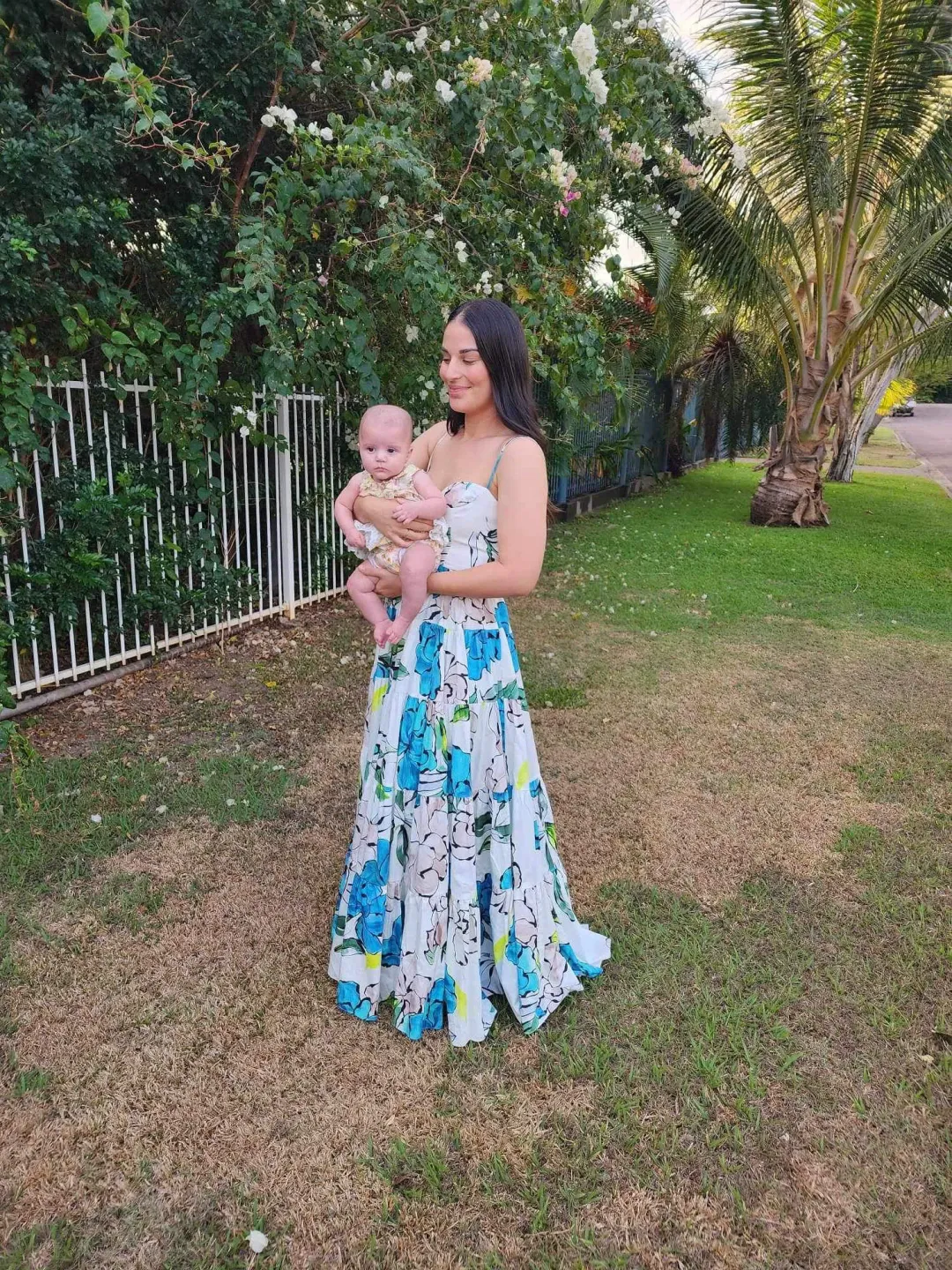 Aje Tiered Botanical Maxi Dress Cool Camellia Size 10  for rent on The Volte - main image