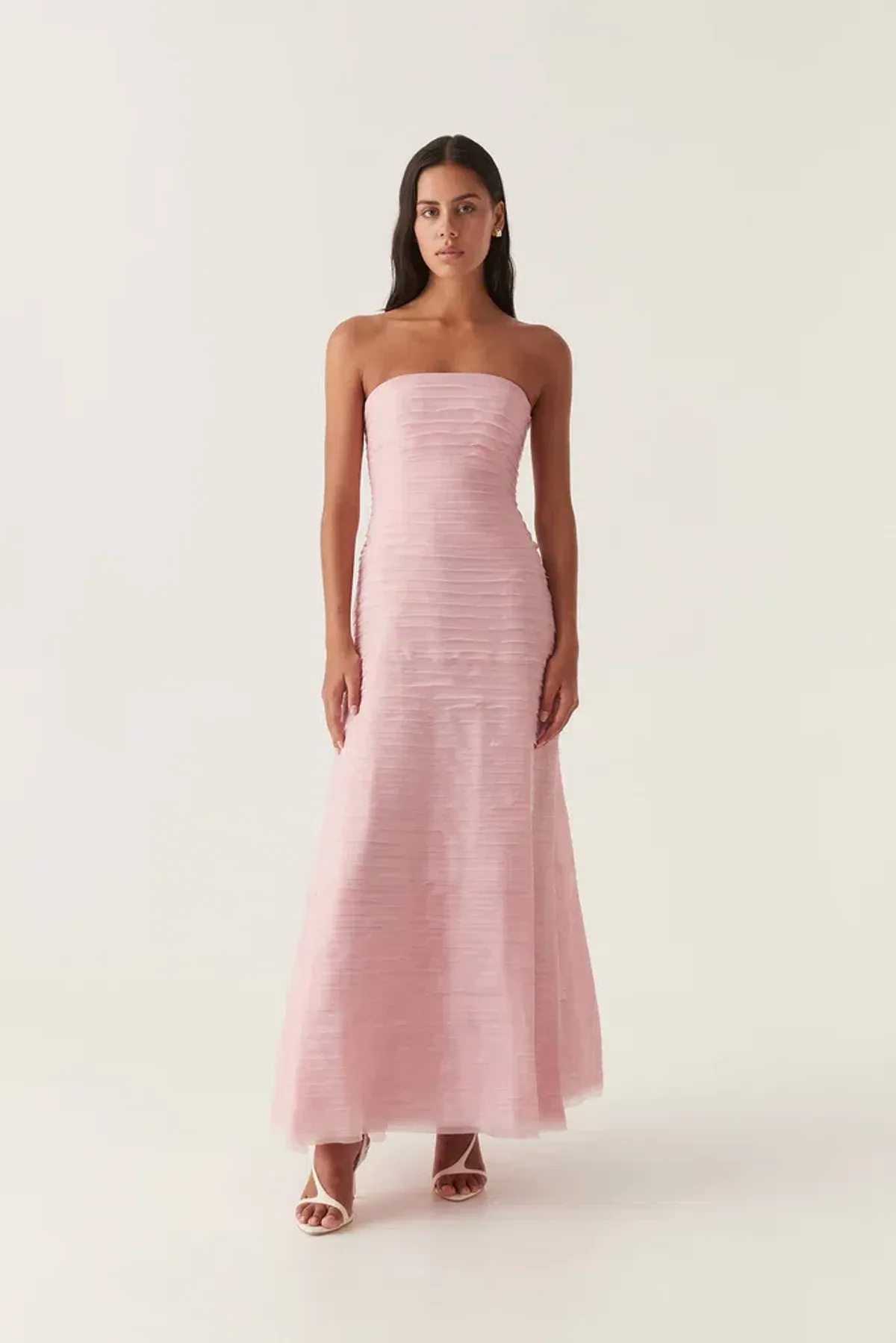 AJE Soundscape Maxi Dress Chalk Pink Size 8  for rent on The Volte - main image