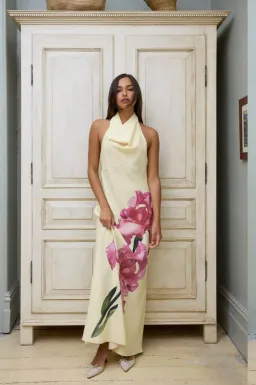 With Harper Lu Cowl Slip Dress Iris Floral Size XS/Au 6 for rent on The Volte - image 2