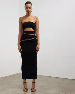 Christopher Esber Slashed Knit Strapless Dress Black Size XXS/Au 4 for rent on The Volte - image 2
