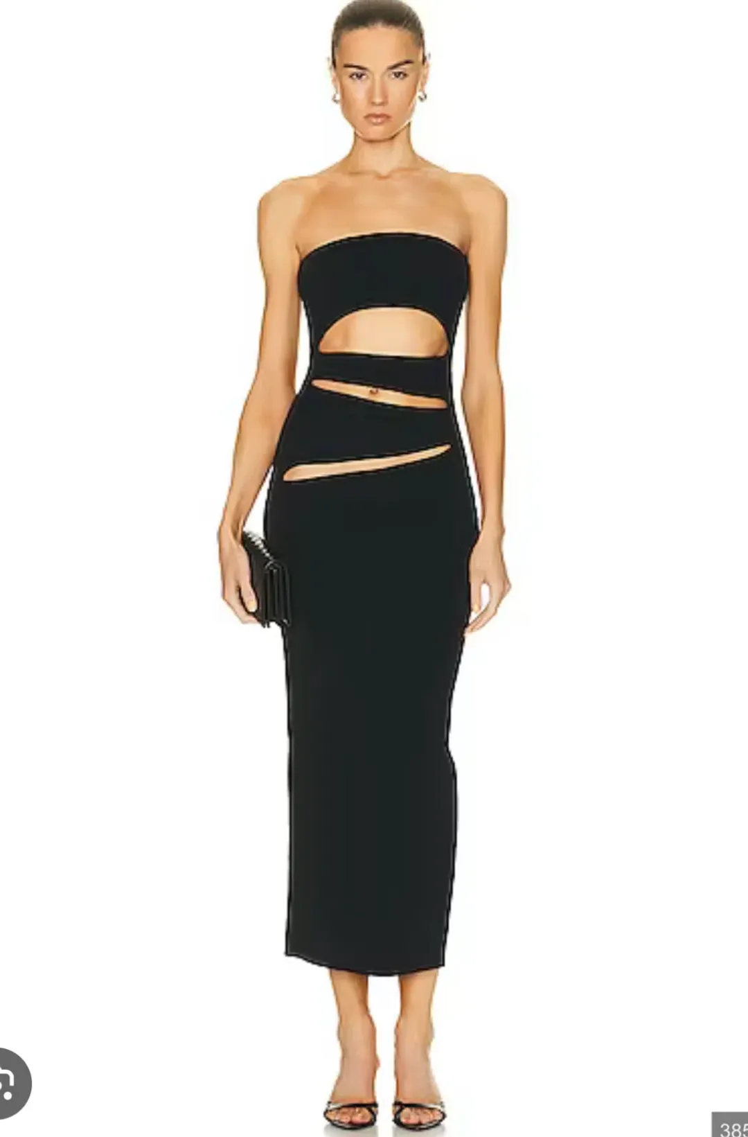 Christopher Esber Slashed Knit Strapless Dress Black Size XXS/Au 4 for rent on The Volte - main image