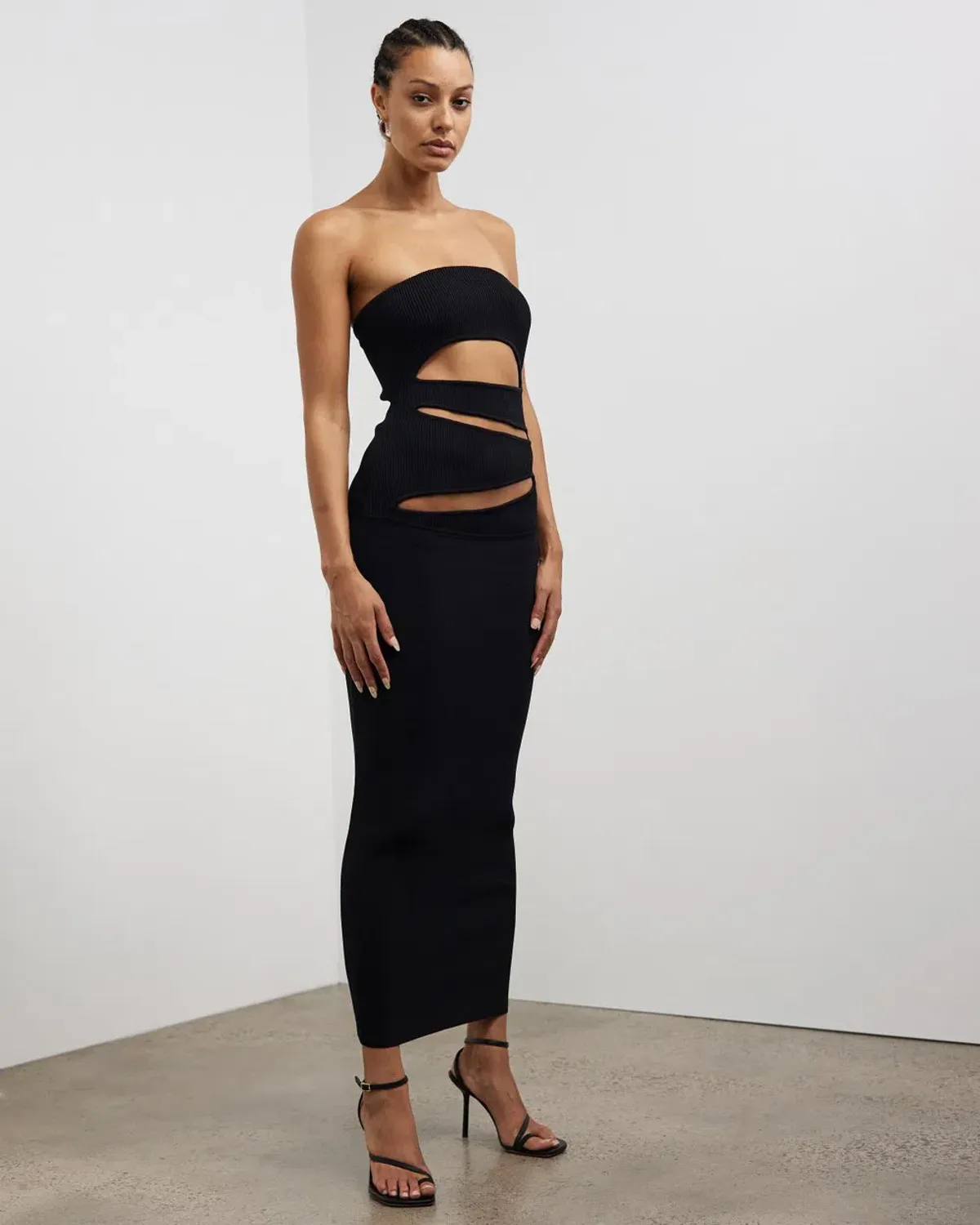 Christopher Esber Slashed Knit Strapless Dress Black Size XXS/Au 4 for rent on The Volte - main image