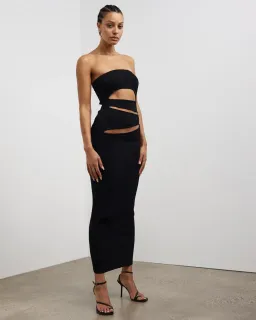 Christopher Esber Slashed Knit Strapless Dress Black Size XXS/Au 4 for rent on The Volte - image 1