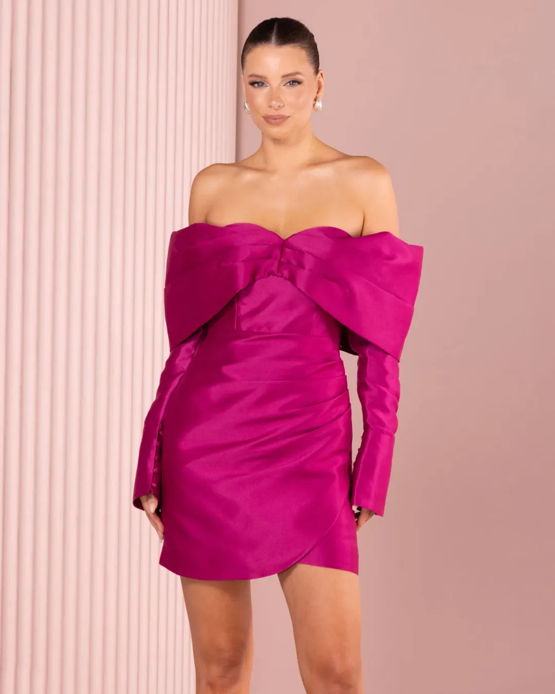 Azzurielle Stefano Mini Dress Magenta Size 10 for rent on The Volte - main image