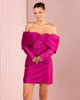 Azzurielle Stefano Mini Dress Magenta Size 10 for rent on The Volte - image 2