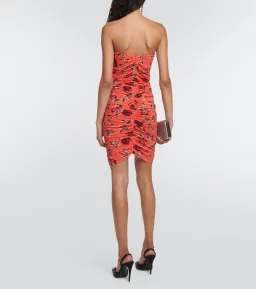 Magda Butrym Ruched Bustier Mini Dress Rose Print Size 8 for rent on The Volte - image 2