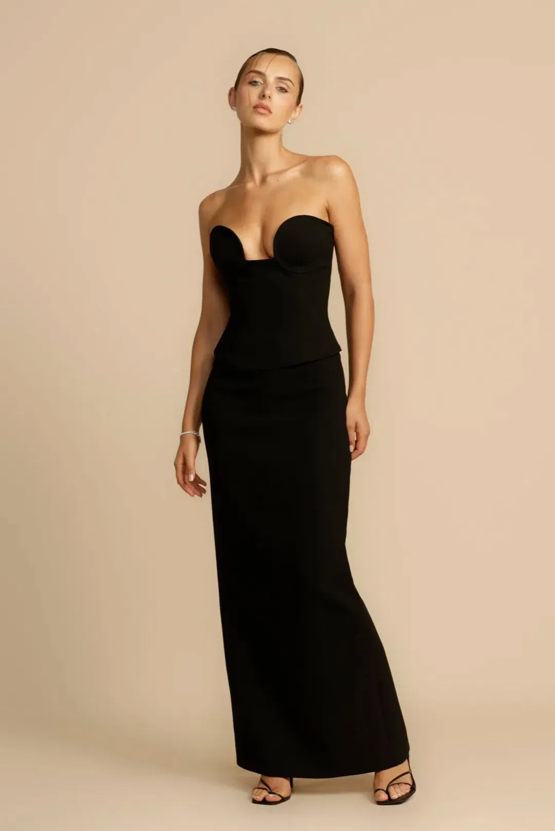 Arcina Ori Frida Bustier and Sloan Skirt Set Black for rent on The Volte - main image