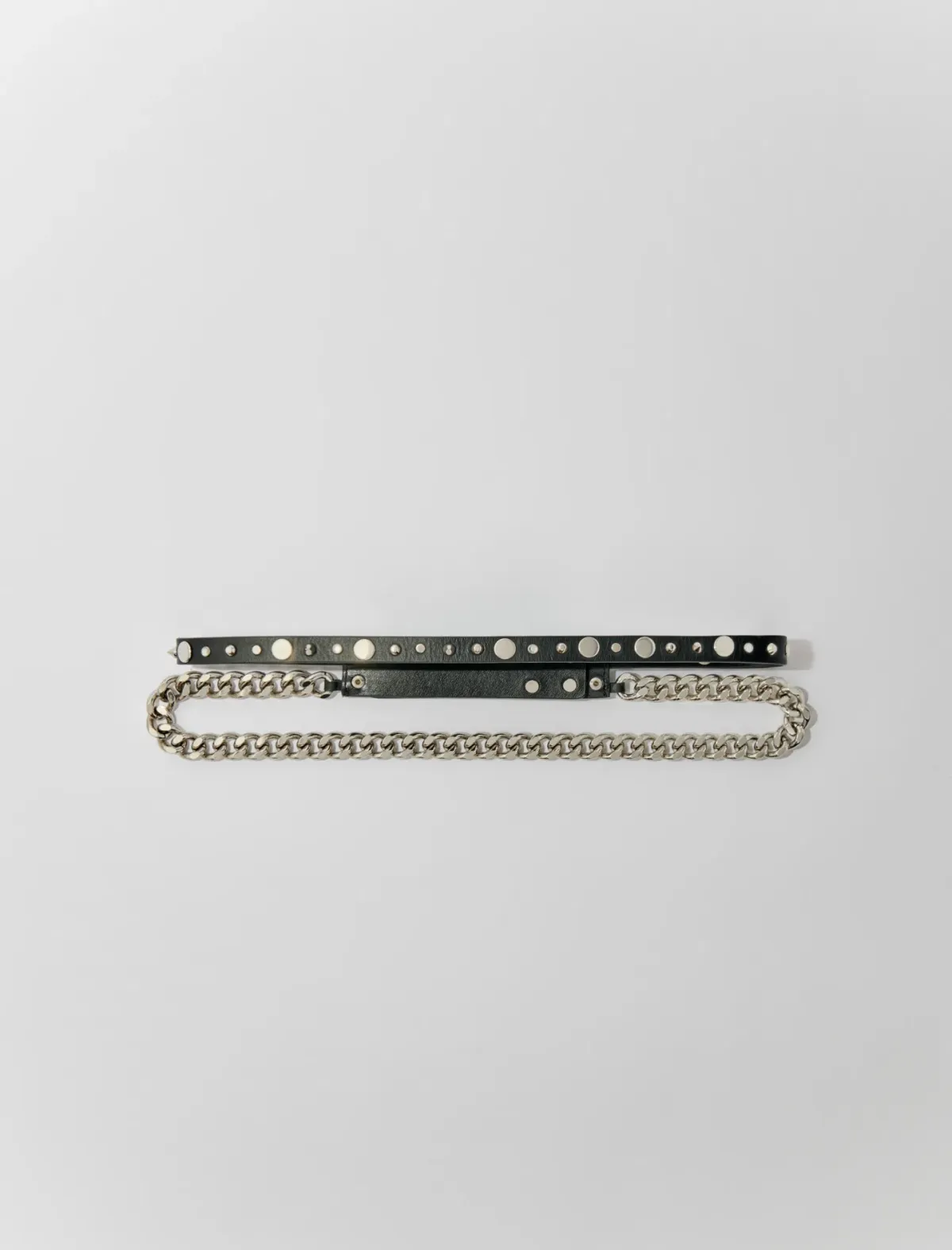 Maje Double Leather and Chain Belt in Black Size 2 /AU 10 for rent on The Volte - main image