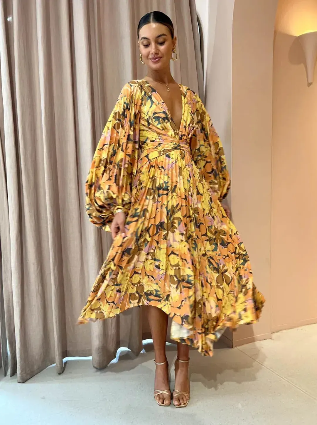 Acler Palms Midi Dress Kaleidoscope Floral Size 8 for rent on The Volte - main image