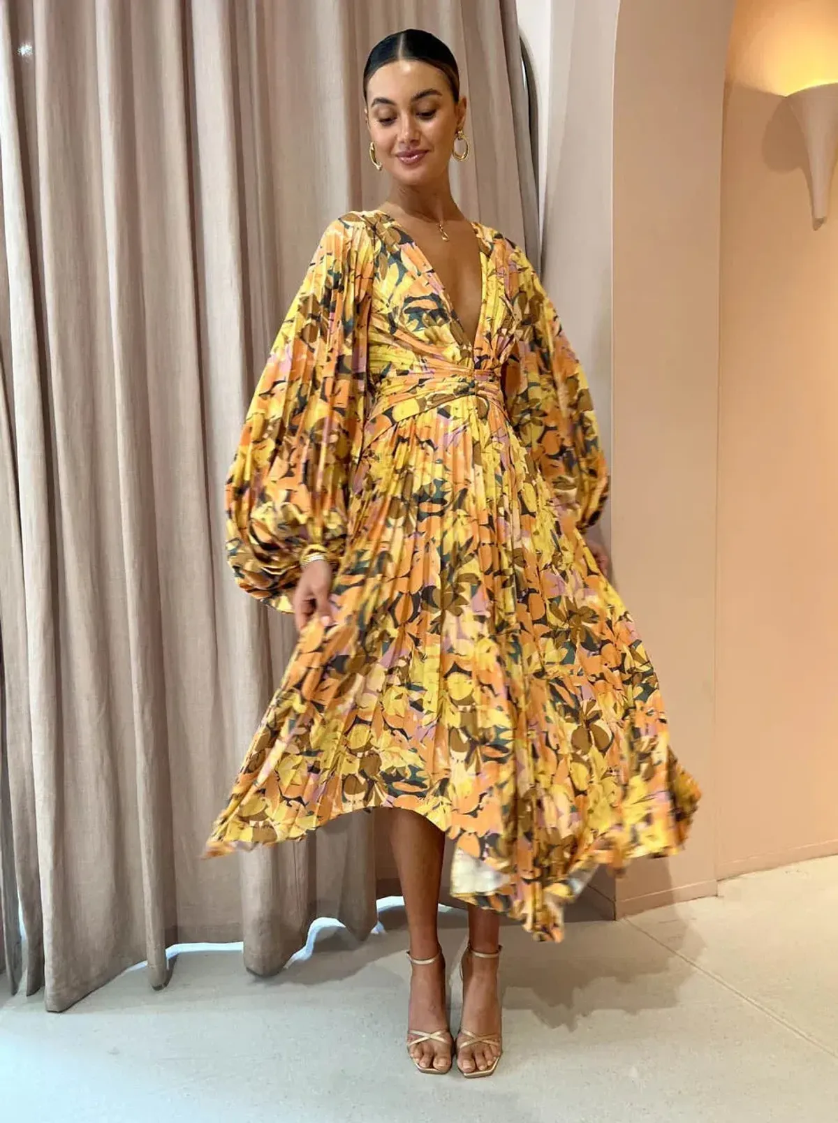 Acler Palms Midi Dress Kaleidoscope Floral Size 8 for rent on The Volte - main image